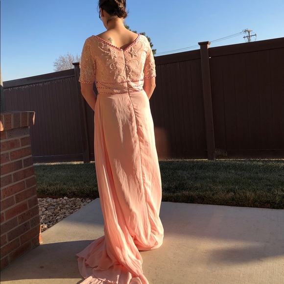 A Line Short Sleeve Lace Mother Of The Bride Dress - Picture 8 of 8